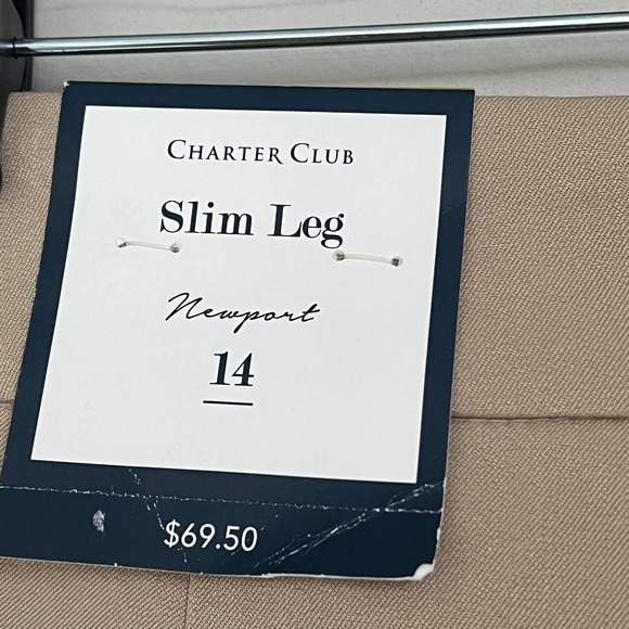 NWT Charter Club Womens Slim Leg Newport Sedona Dust Full Length Pants Size 14 - Picture 4 of 11